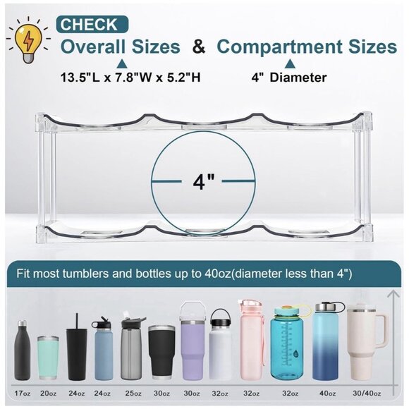 3 Tier Hold 9 Stackable Water Bottle Organizer for Home Countertop Fridge Pantry - Picture 5 of 8